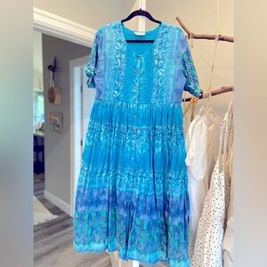Vintage stunning blue midi dress L/XL